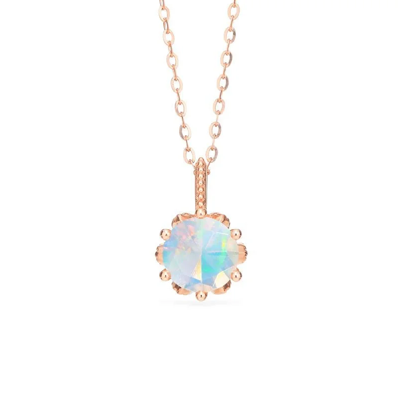 Women's everyday necklaces-[Eden] Floral Solitaire Necklace in Opal