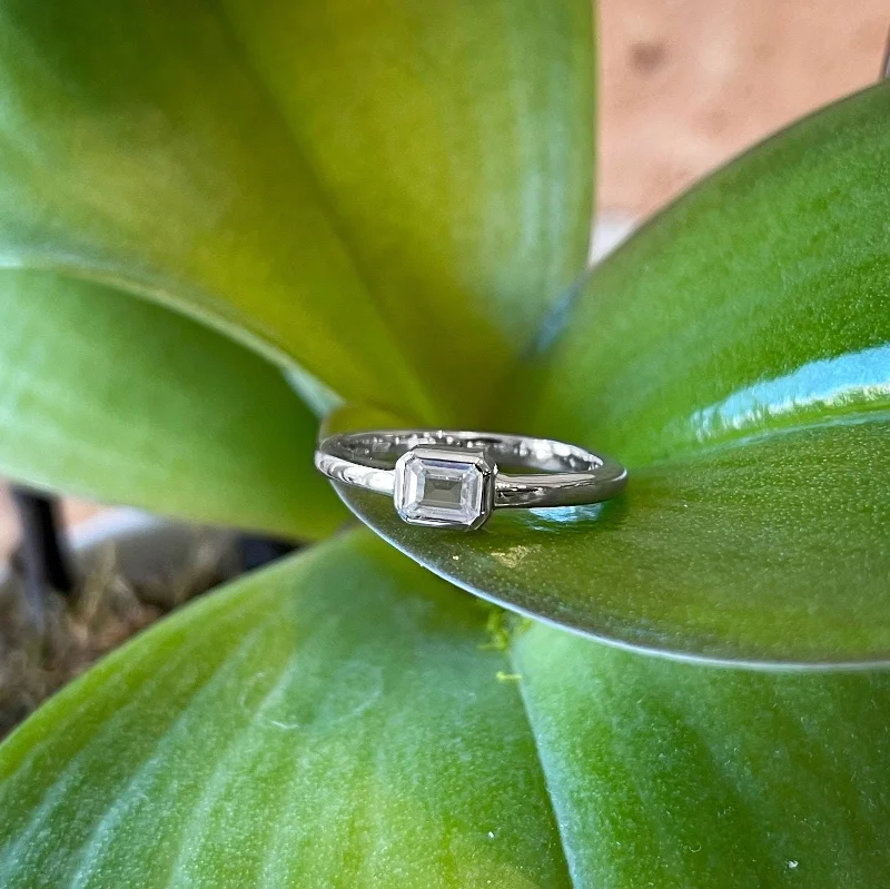 Women's promise rings-Emerald-Cut Cubic Zirconia Ring