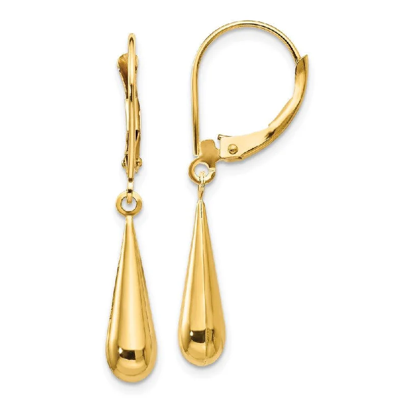 Women's silver-plated earrings-Madi K Kid's 14k  Teardrop Dangle Leverback Earrings