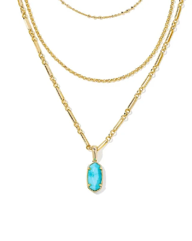 Minimalist women's necklaces-Kendra Scott - Elisa Gold Triple Strand Necklace - Light Blue Magnesite