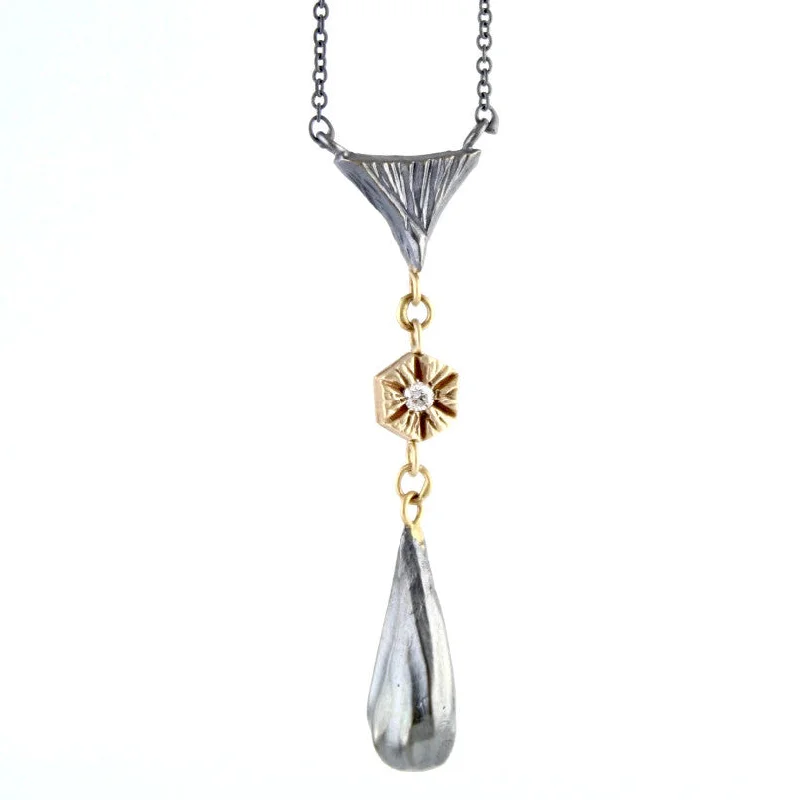 Designer women's necklaces-SALE! Diamond Hexagon, Triangle, Tear Necklace by Rebecca Overmann