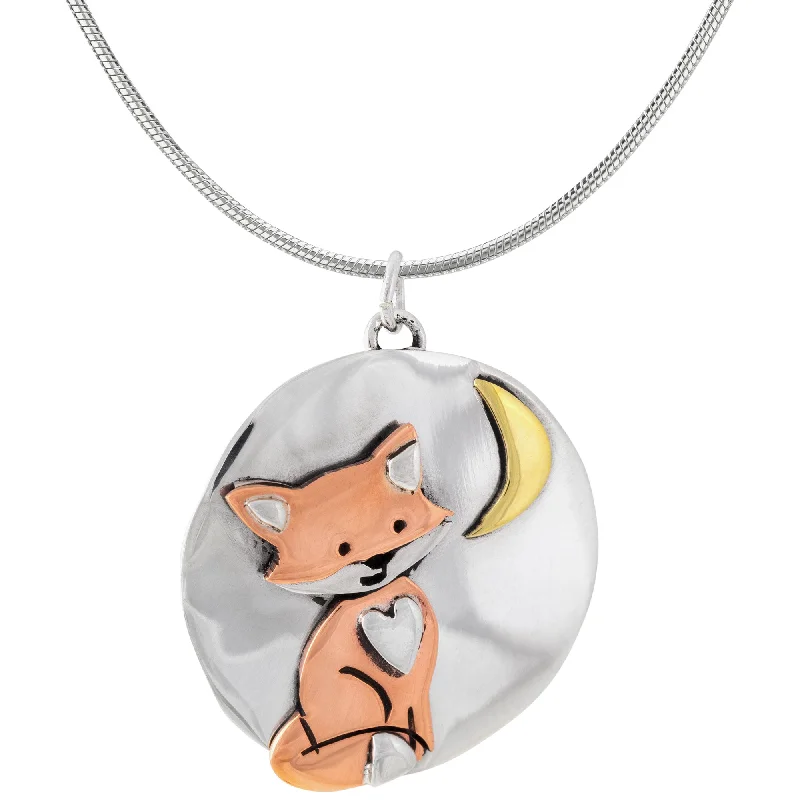 Women's handmade artisan necklaces-Moonlight Fox Sterling Necklace