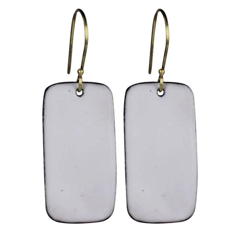 Women's sun rings-Donte Earring, Rectangle Tab White Enamel