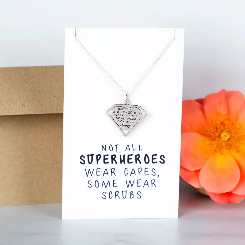 Women's sterling silver necklaces-Not All Superheroes Wear Capes Necklace