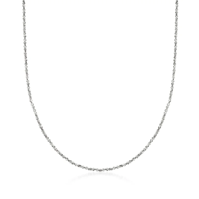 Women's Buddha necklaces-Ross-Simons Italian 1mm 14kt White Gold Crisscross Chain Necklace