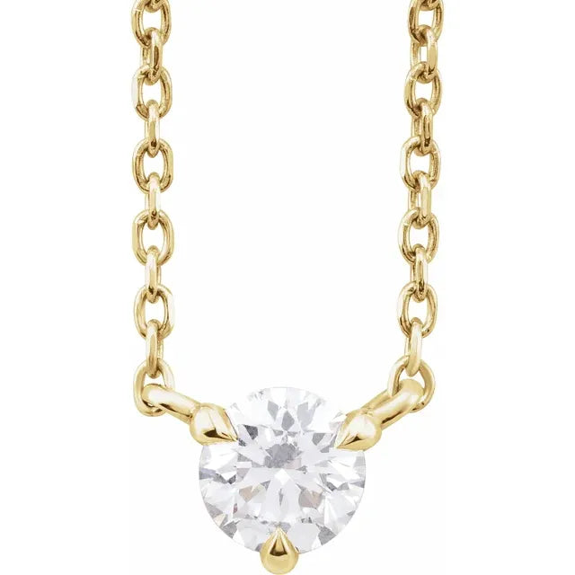 Women's Valentine's Day necklaces-14K Yellow Gold Floating 1/5 CTW Natural Diamond Solitaire 16-18" Necklace