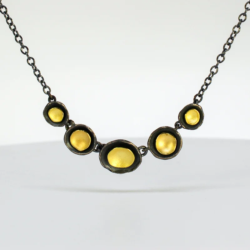 Women's gemstone necklaces-NEW! Tapered Oyster Dishy Necklace in Oxidized Silver/Vermeil by Sarah Richardson