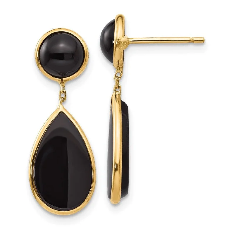 Women's diamond earrings-14k Onyx Teardrop Dangle Post Earrings