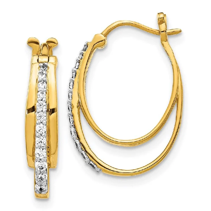 Women's vintage-inspired earrings-14k Yellow Gold Diamond Hoop Earrings