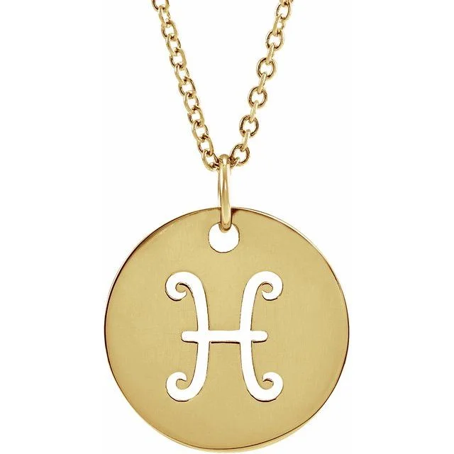 Minimalist women's necklaces-14K Yellow Pisces Zodiac Disc 16-18" Necklace