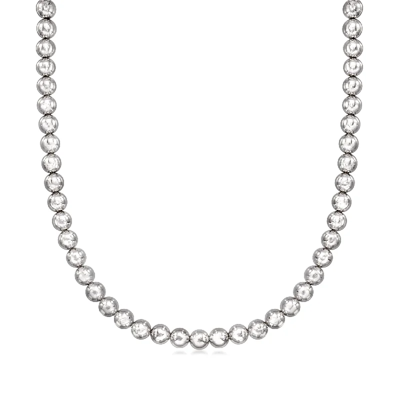 Women's statement necklaces-Ross-Simons Italian 8mm Sterling Silver Bead Necklace