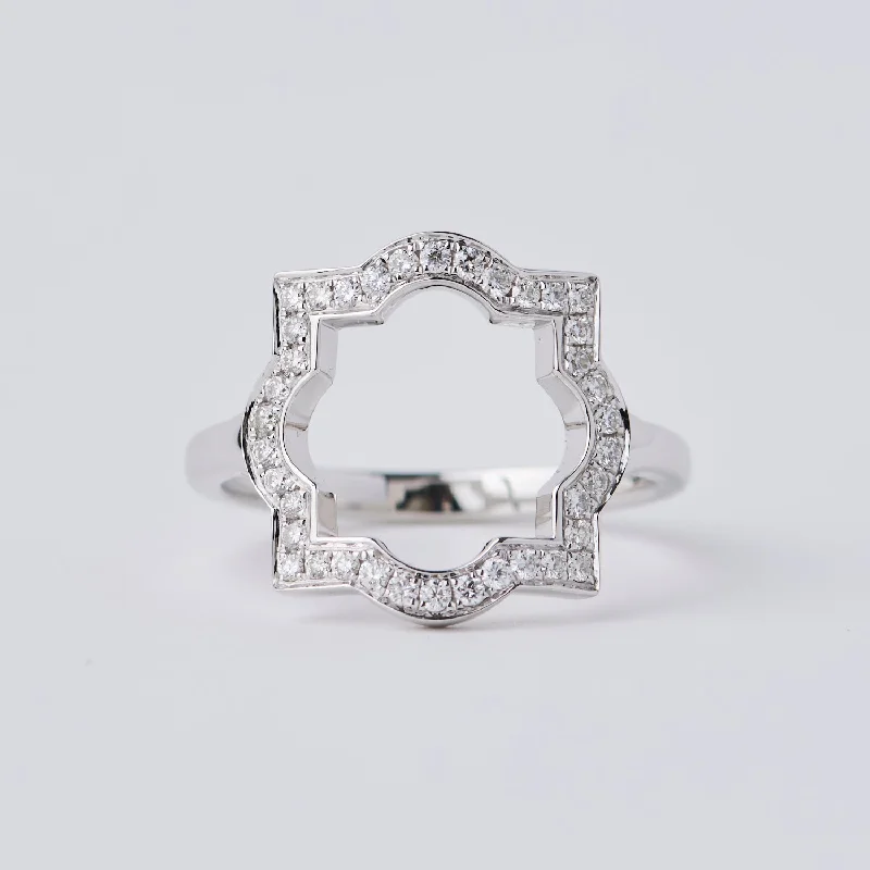 Women's travel rings-Large Liberty White Gold Diamond Halo Ring