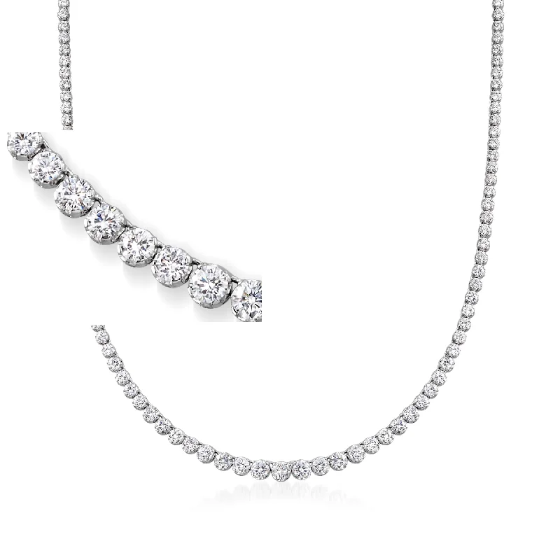 Women's stainless steel necklaces-Ross-Simons Graduated CZ Tennis Necklace in Sterling Silver