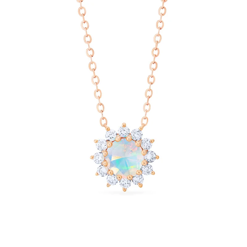 Women's birthstone necklaces-[Rosalie] Vintage Bloom Necklace in Opal