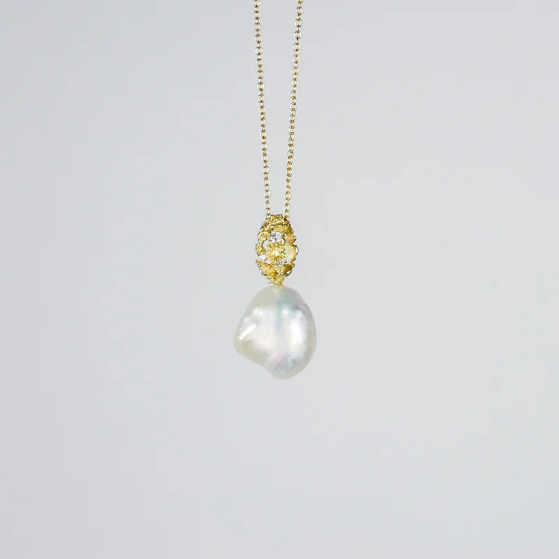 Women's art deco necklaces-NEW! Marquis Pearl with Diamond Necklace in 14kt Gold by Branch