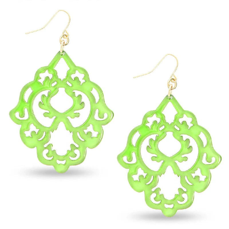 Women's sizeable rings-Lime Scroll Resin Earring