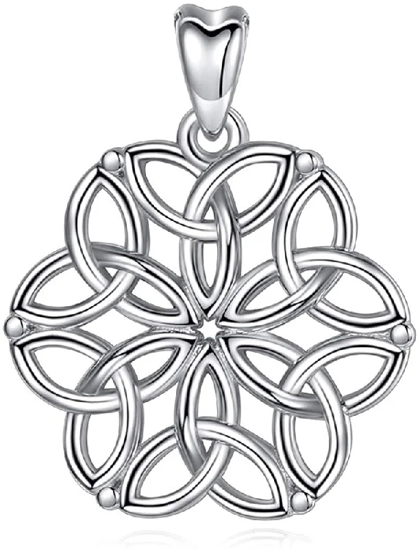 Women's crystal necklaces-Jewelry Trends Celtic Trinity Knot Flower of Life Sterling Silver Pendant Necklace 18"