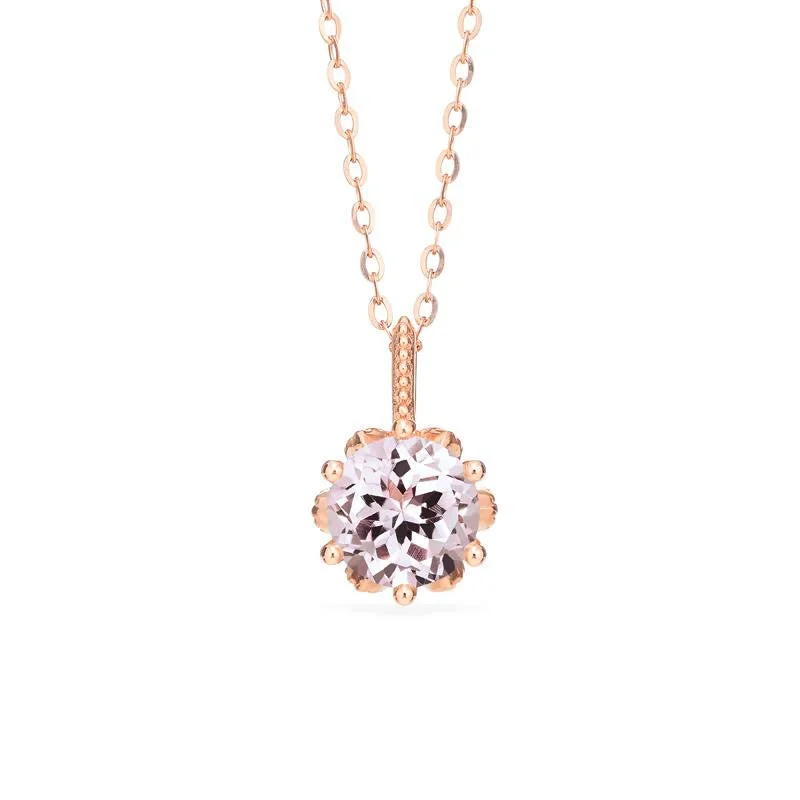 Women's luxury gift necklaces-[Eden] Floral Solitaire Necklace in Morganite