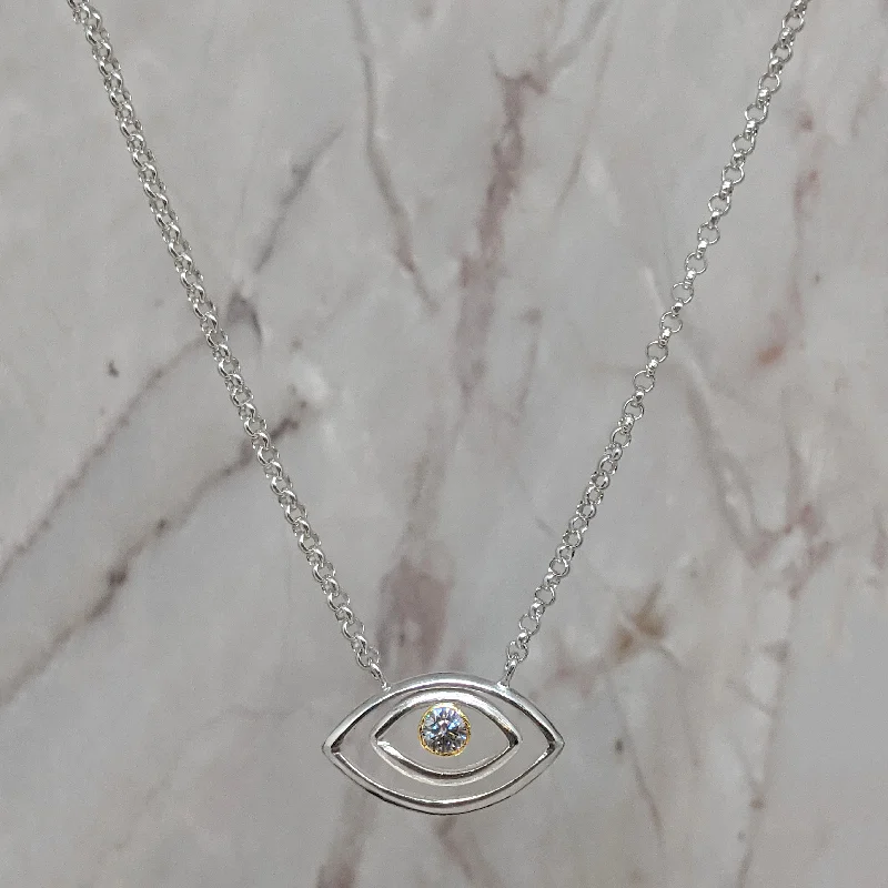 Women's sun necklaces-SALE! Goddess Eye Moissanite Pendant in Sterling Silver by Thea Izzi