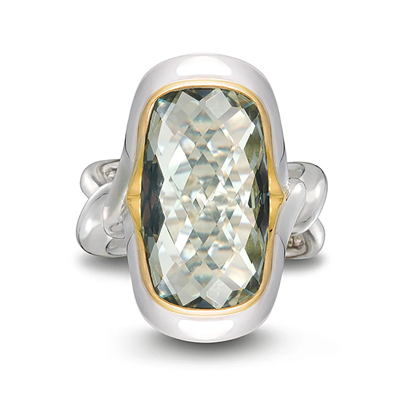 Women's zodiac rings-Twizzle Praziolite and Sterling Silver Ring