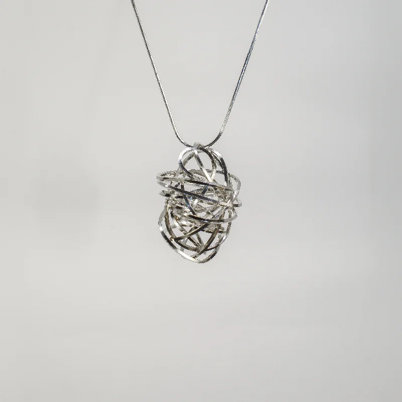 Women's sun necklaces-NEW! Large Square Wire Nest Pendant in Sterling Silver by Rina Young