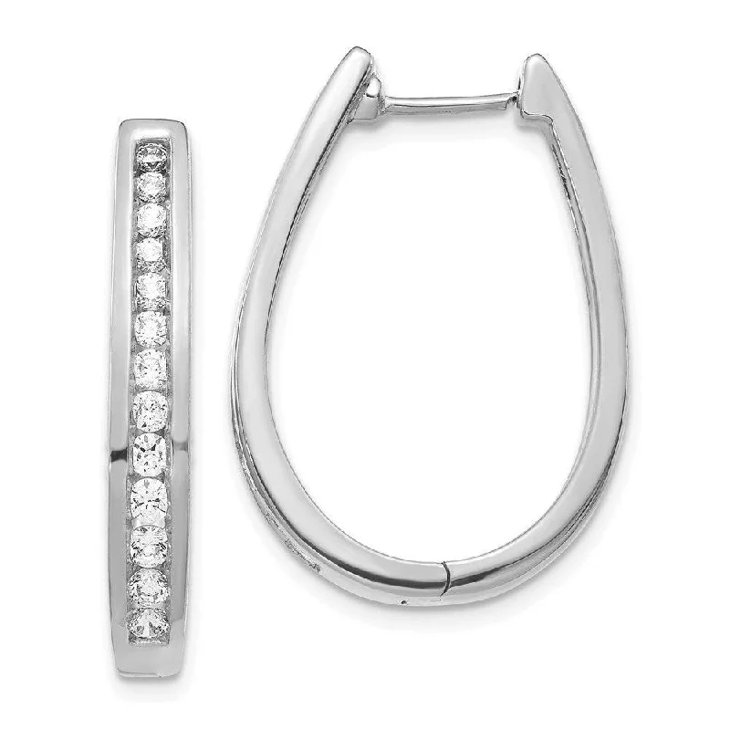 Women's DNA earrings-14k White Gold Diamond Hoop Earrings