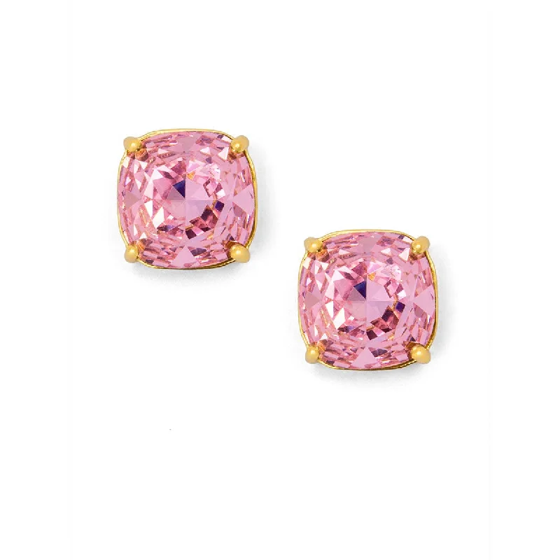 Women's eco-friendly rings-Pink Square Crystal Stud Earring