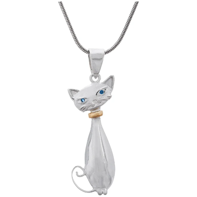 Women's alloy necklaces-Charming Cat Sterling Necklace