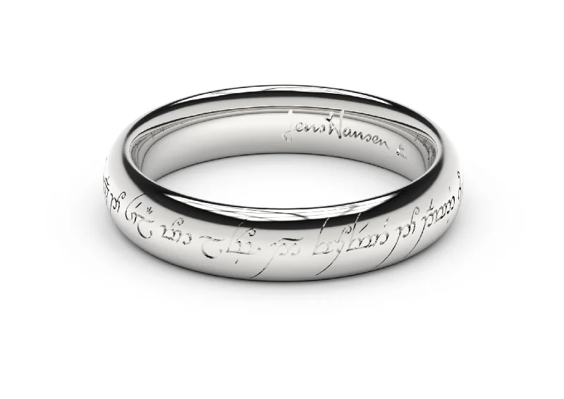 Women's ethical rings-Petite Elvish Love Ring White Gold and Platinum