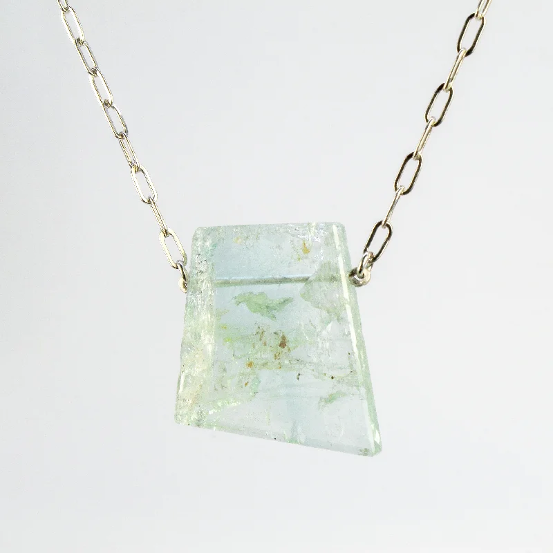 Women's alloy necklaces-NEW! Geometric Aquamarine on Sterling Silver Necklace by Rina Young