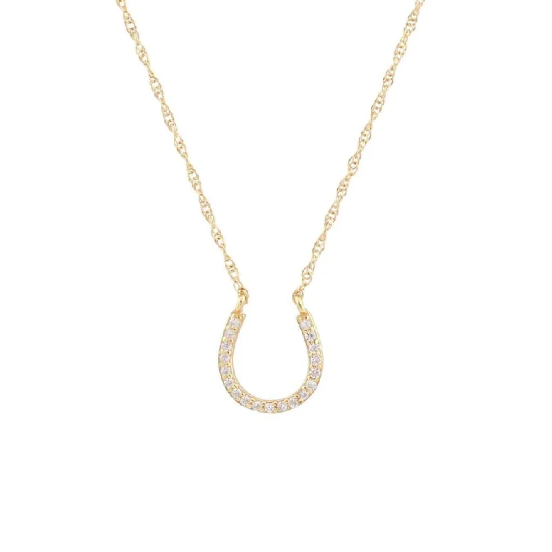 Women's beaded necklaces-Kris Nations Horseshoe Pavé Charm Necklace