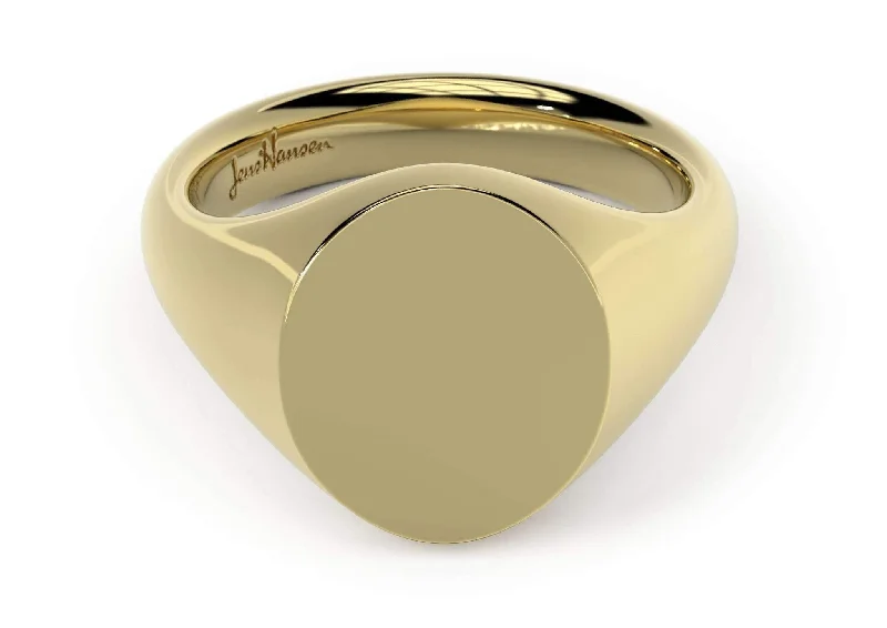 Women's platinum rings-Oval Signet Ring, Yellow Gold