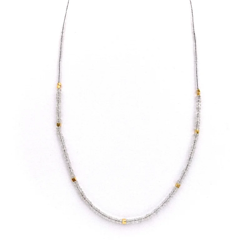 Women's alloy necklaces-NEW! Clear Quartz and Seed with Gold Vermeil Beaded Necklace by Debbie Fisher