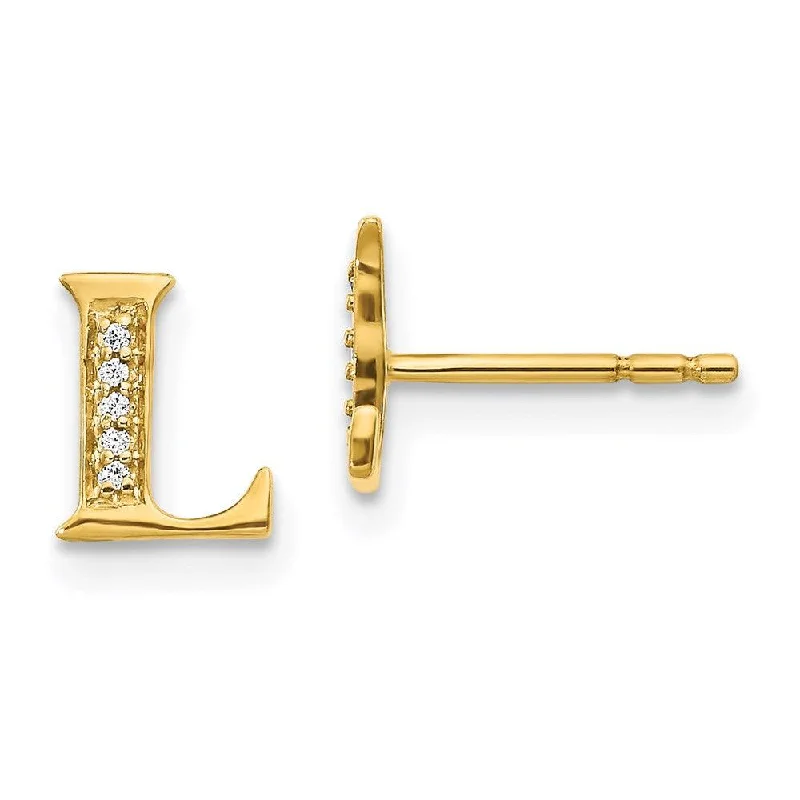 Women's Valentine's Day earrings-14k Diamond Initial L Earrings