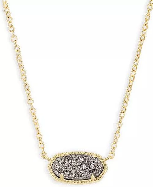 Women's heart-shaped necklaces-Kendra Scott - Elisa Pendant Necklace 14K Gold Plated - Platinum Drusy