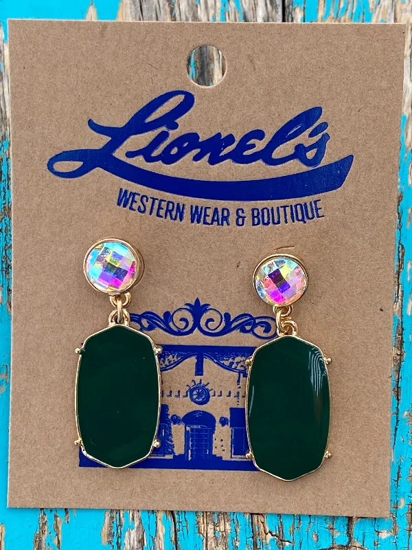 Women's ethical rings-Crystal & Enamel Drop Earring