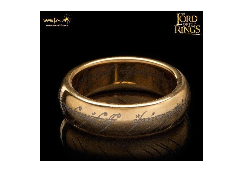 Women's everyday rings-The Lord of the Rings: The One Ring: Gold Plated Tungsten Carbide (with Elvish runes)