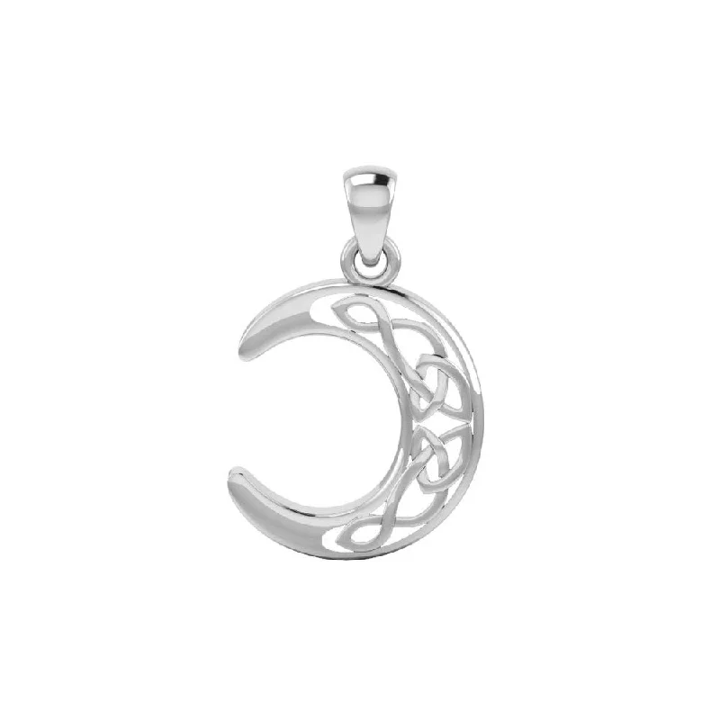 Women's Valentine's Day necklaces-Jewelry Trends Sterling Silver Celtic Crescent Moon Pendant on 18 Inch Box Chain Necklace