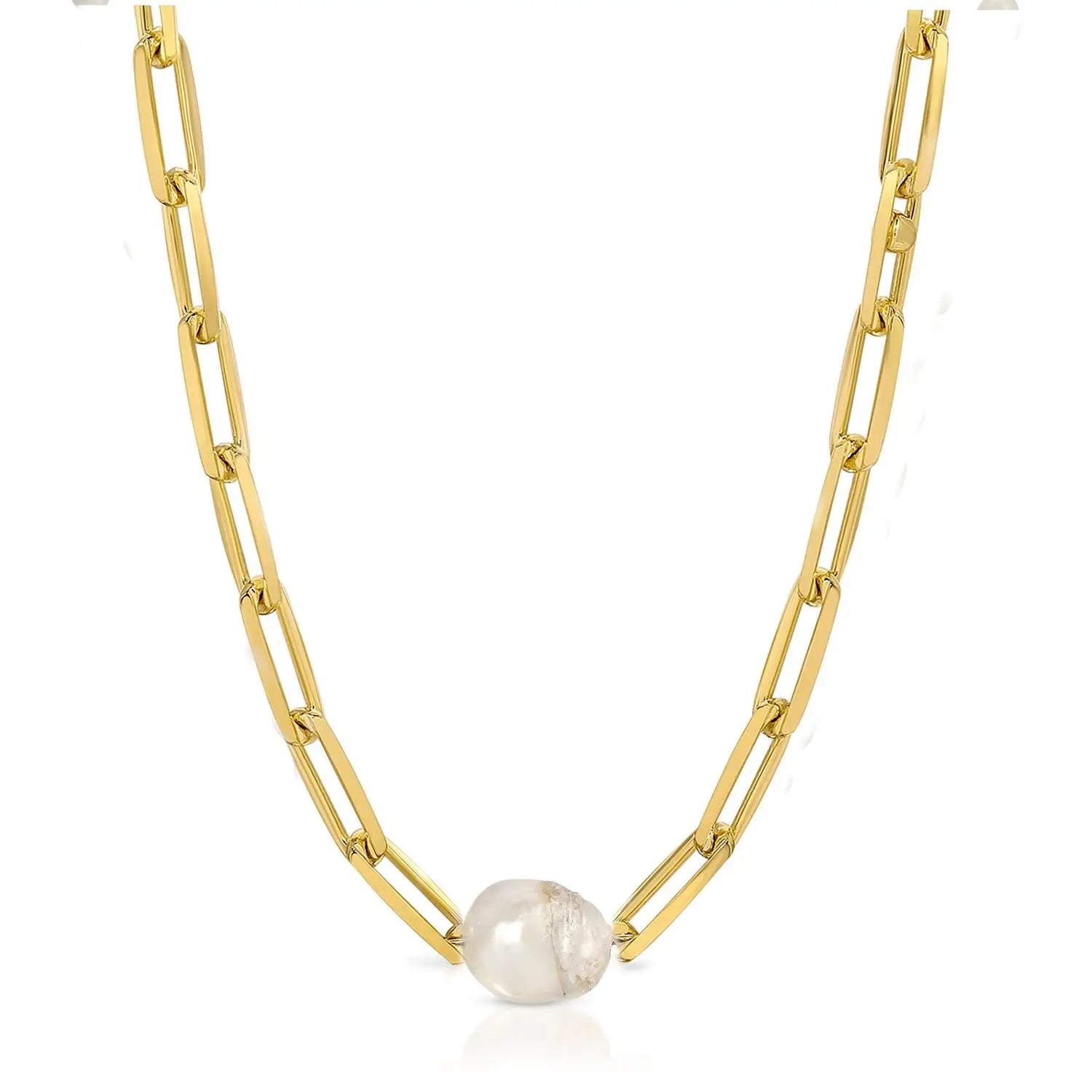 Women's ethical necklaces-Joy Dravecky Classic Baroque Paperclip Pearl Necklace GF