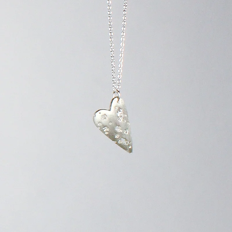 Women's statement necklaces-NEW! Sterling Silver Shadow Heart with Diamond Necklace by Branch