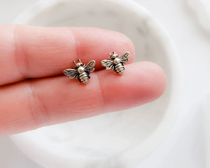 Handmade women's earrings-Honey Bee Stud Earrings