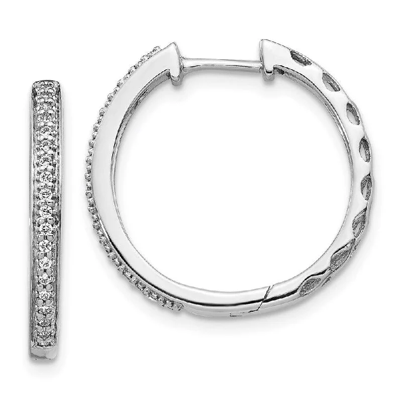 Women's photo earrings-14K White Gold Diamond 2mm Hinged Hoop Earrings