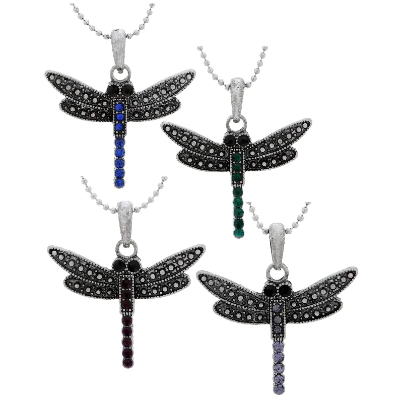 Women's eco-friendly necklaces-Colors of Life Dragonfly Necklace