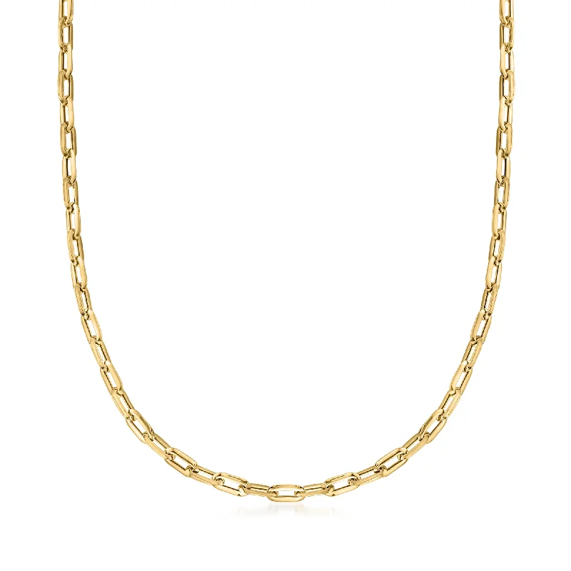 Women's couple necklaces-Ross-Simons Italian 14kt Yellow Gold Paper Clip Link Necklace