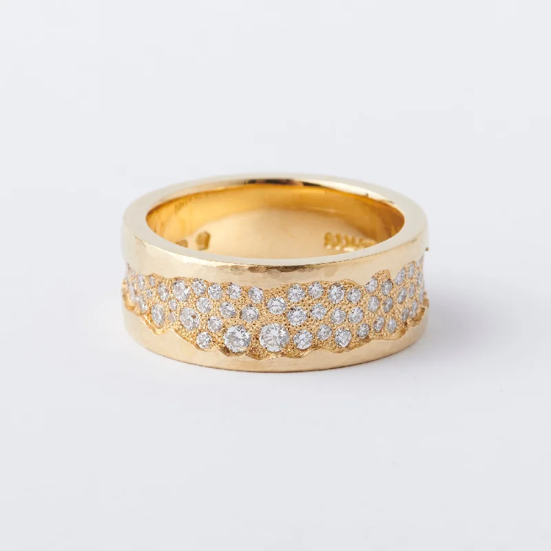 Women's astrology rings-Yellow Gold Strata ring