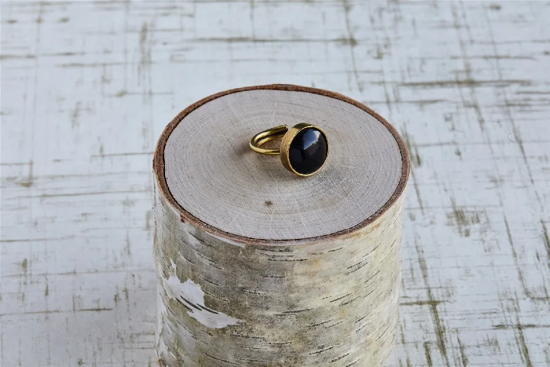 Women's Christmas rings-Penny Ring, Brass, Dark Horn