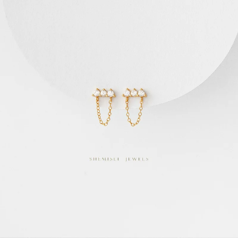 Women's healing crystal earrings-Tiny Bar CZ Studs Earrings, Unisex, Gold, Silver SHEMISLI SS145, SS265, SS266, SS267, SS268