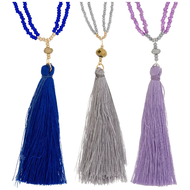 Women's crystal necklaces-Ombre Tassel Necklace