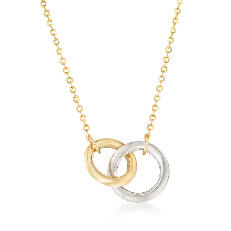 Women's gemstone necklaces-Ross-Simons 14kt 2-Tone Gold Interlocking Double Circle Necklace