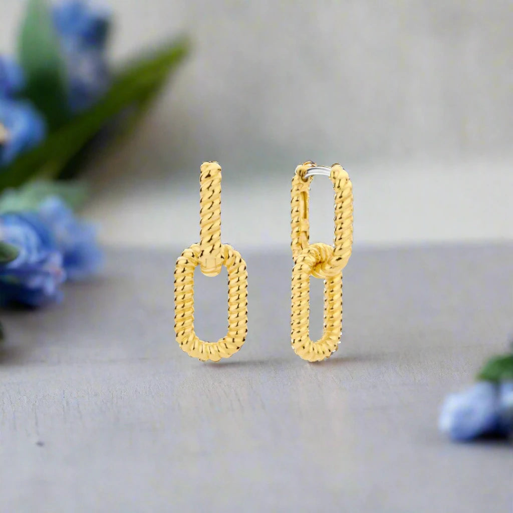 Women's minimalist rings-Rope Drop Earring